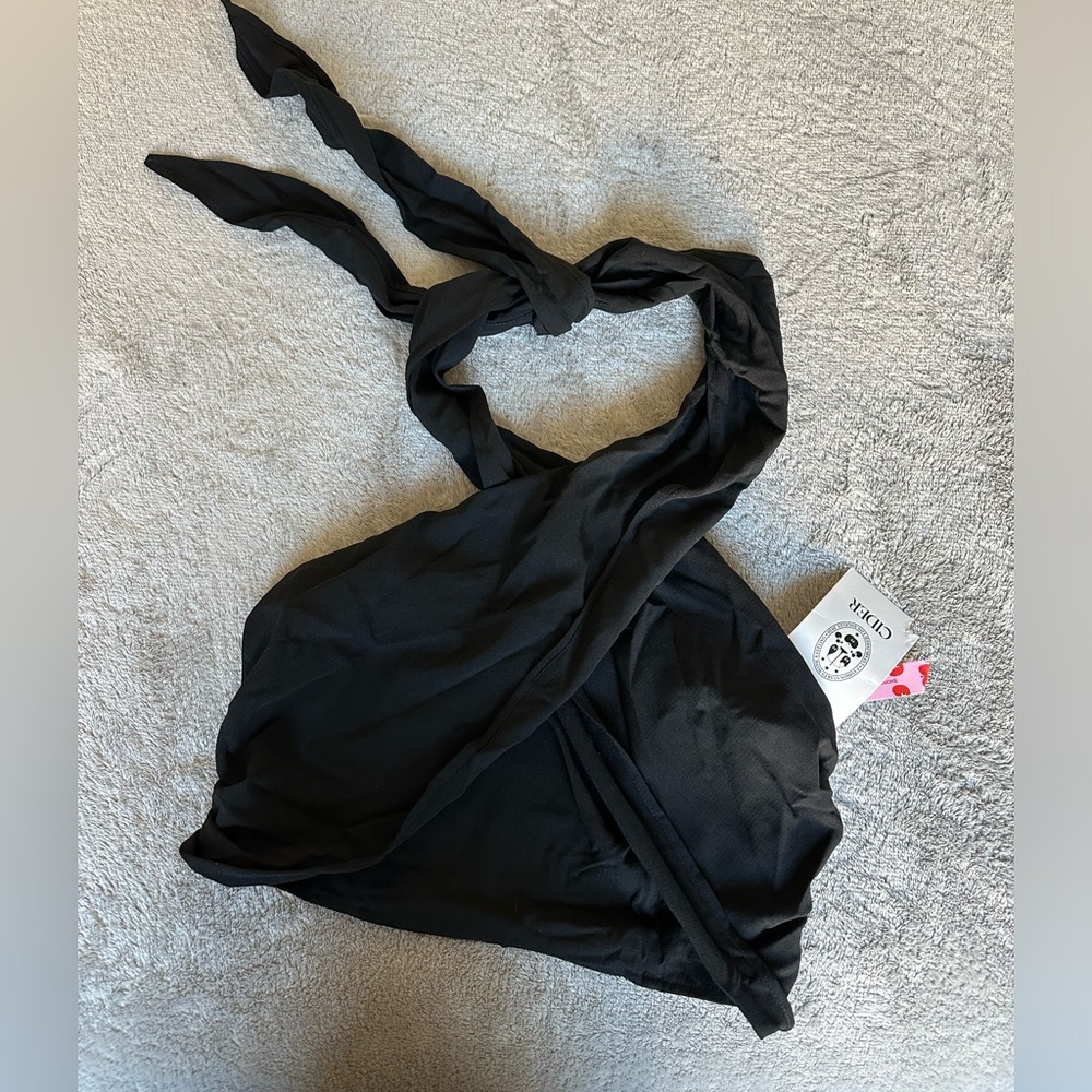 Black cross body crop top